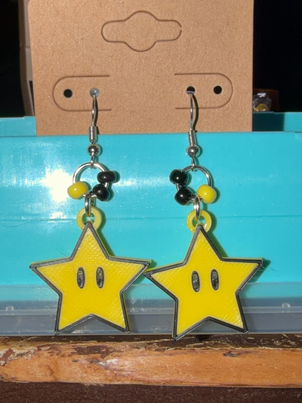 Yellow Mario Star Dangle Earrings- Cute Star Accessories